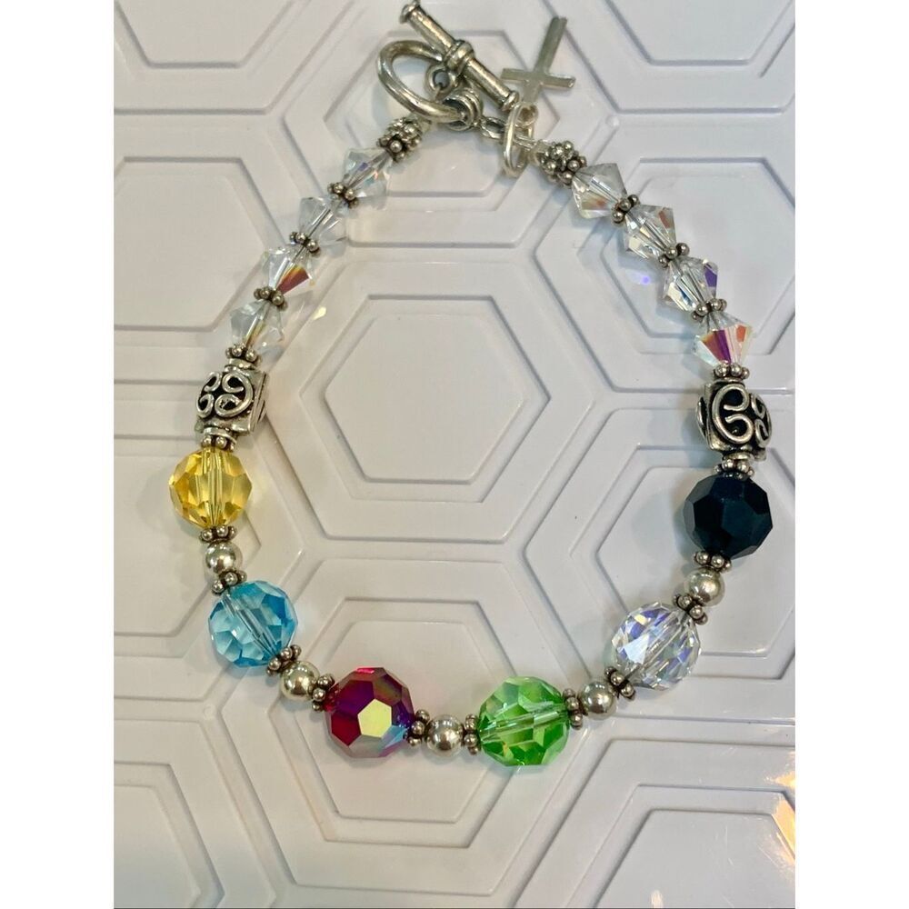 Savalation Crystal Bracelet with Cross Charm #christian #cross #faith #handmade